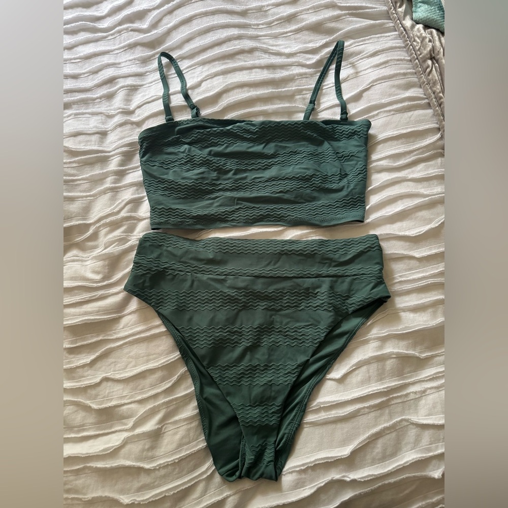 Aerie Green Textured Bikini Set